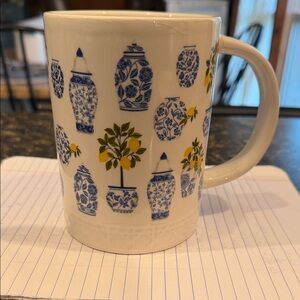 Gooseberry Moon Blue and White Mug with Lemon Tree Design